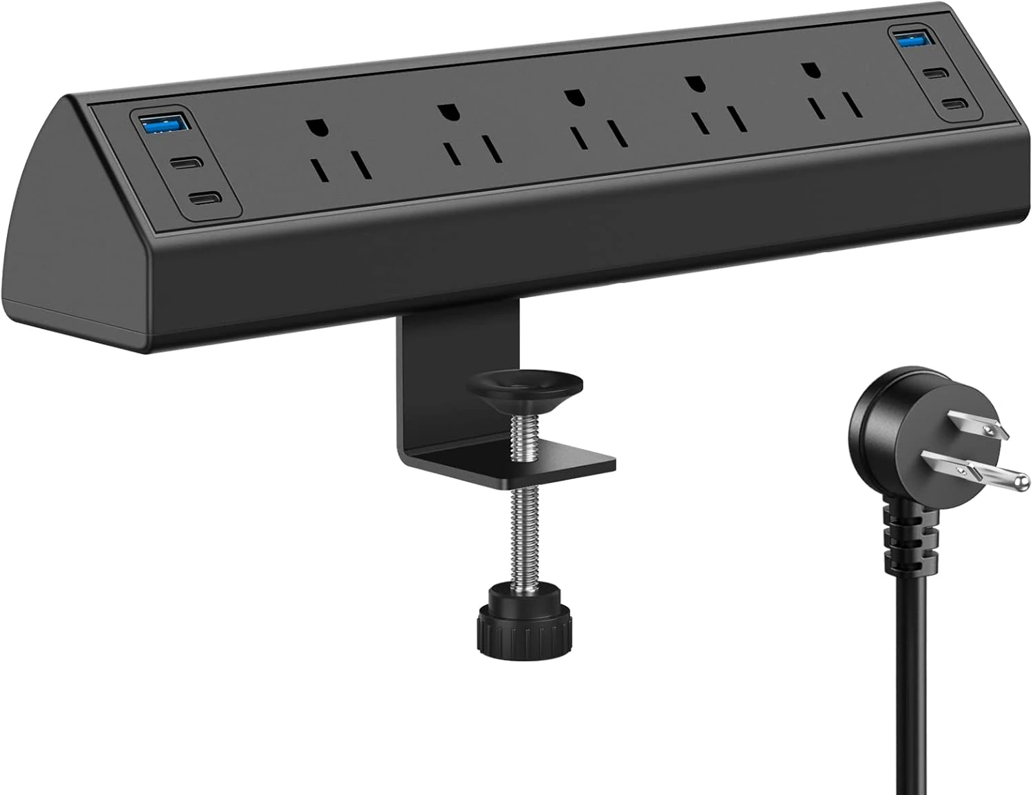 Jgstkcity Desk Clamp Power Strip – 4 USB C Ports, 5 Outlets