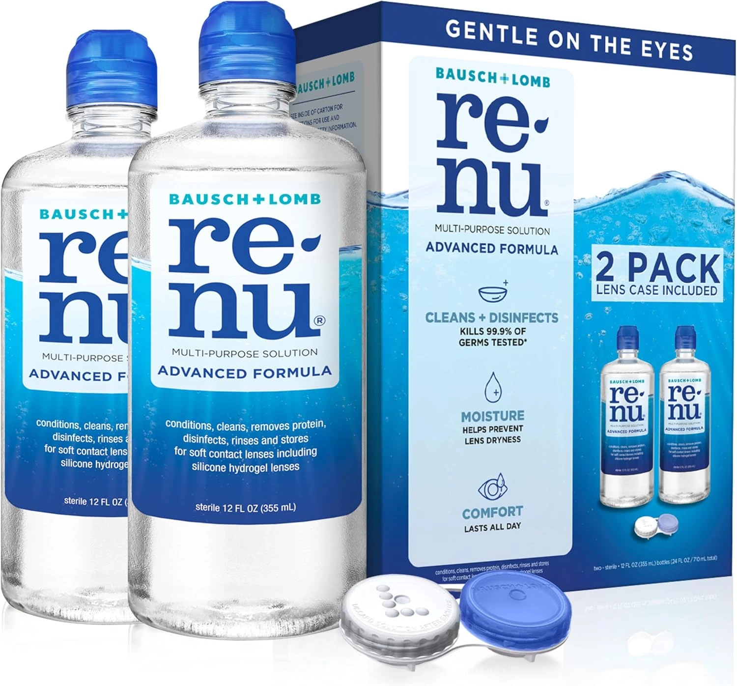 Renu Contact Lens Solution – Advanced Formula, 12 Fl Oz (Pack of 2)