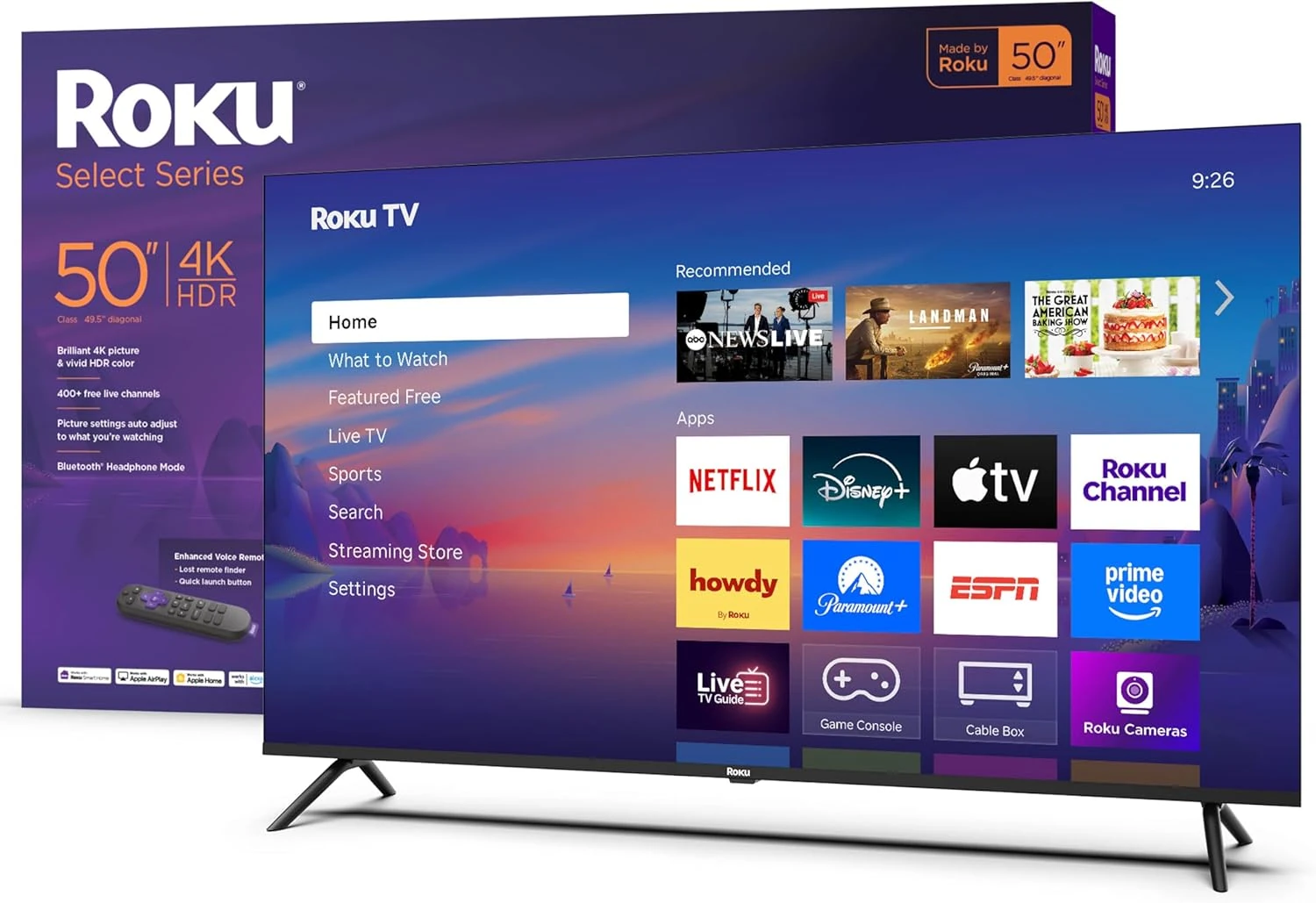 Roku 50-Inch 4K HDR TV – Enhanced Voice Remote, Wi-Fi Streaming