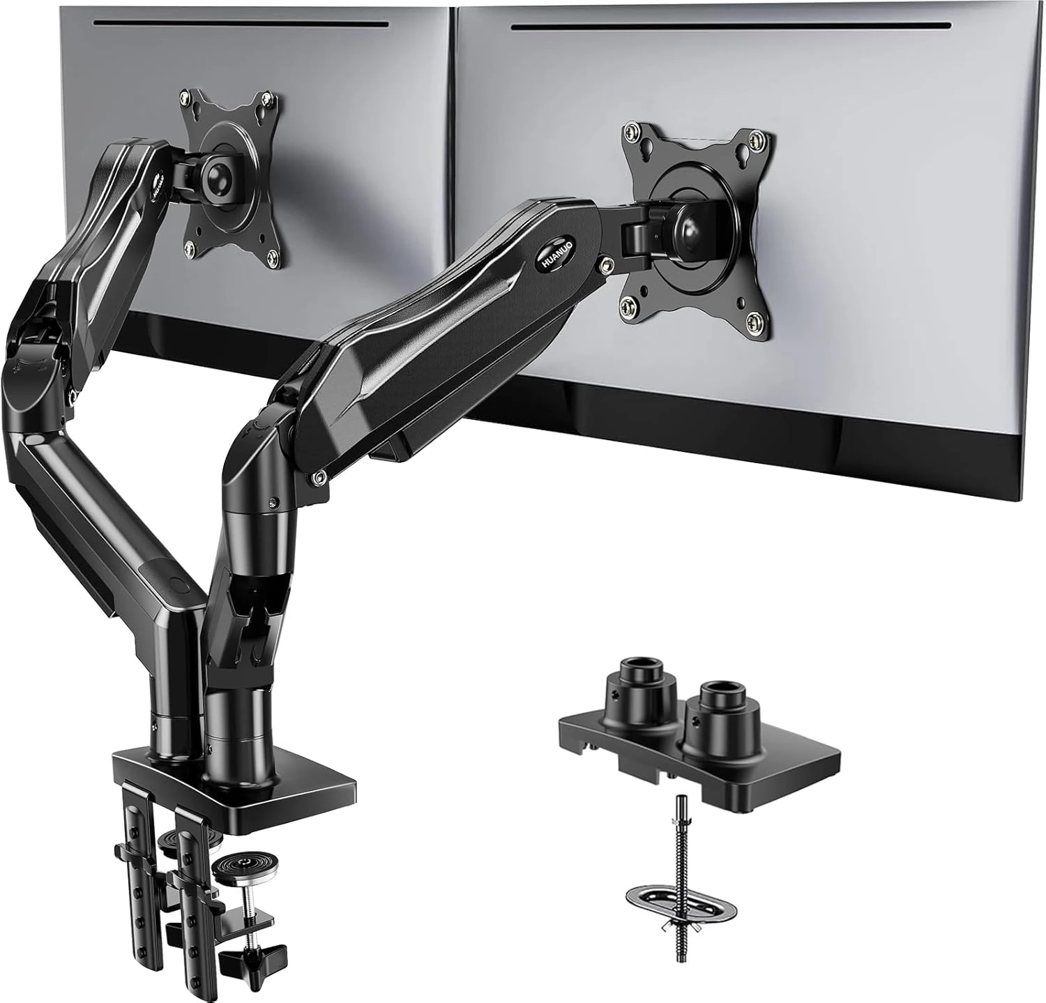 HUANUO Dual Monitor Stand – Fully Adjustable, VESA Mount for 13–32″ Computer Screens