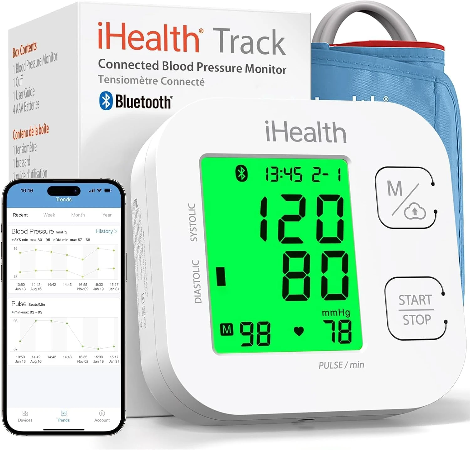iHealth Blood Pressure Monitor – Wide Cuff, Smart Track
