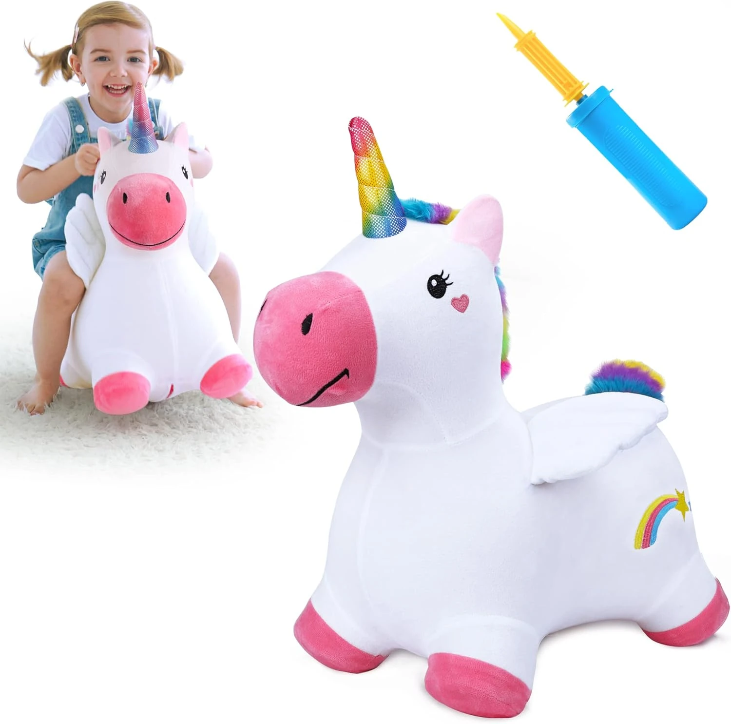 iPlay Bouncy Pals Unicorn – Inflatable Toddler Hopper