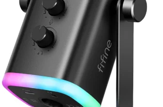 FIFINE USB/XLR Microphone – RGB Light, Desktop Microphone