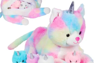 PixieCrush Unicorn Cat Plushie – Mommy Cat with 4 Kittens