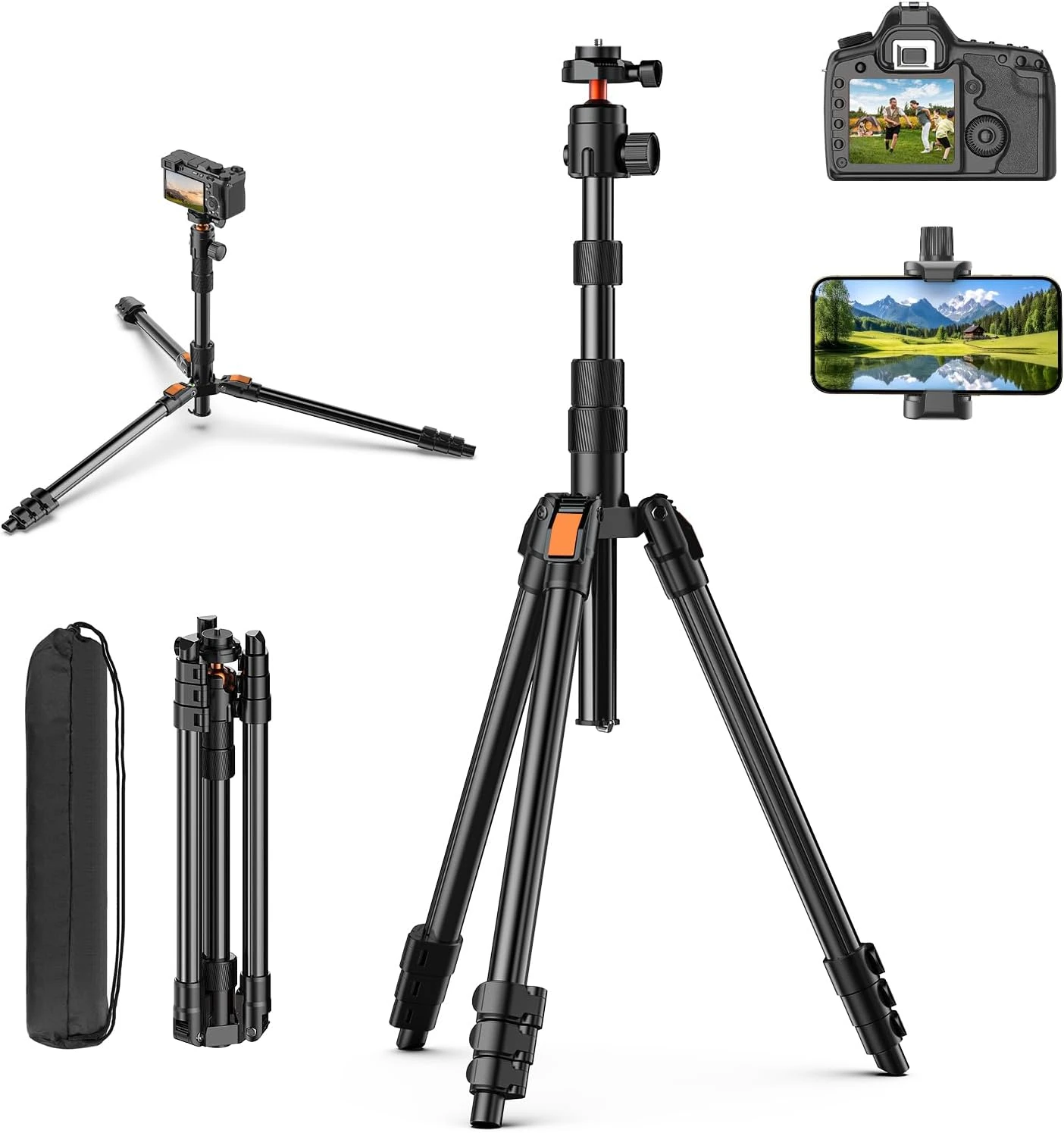 XXZU 71 Camera Tripod – 360° Ball Head, For cameras and smartphones