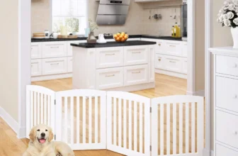 PAWLAND Wooden Pet Gate – 24″ Foldable, 4 Panels