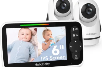 HelloBaby Video Baby Monitor – 6″ Screen, 2 Cameras