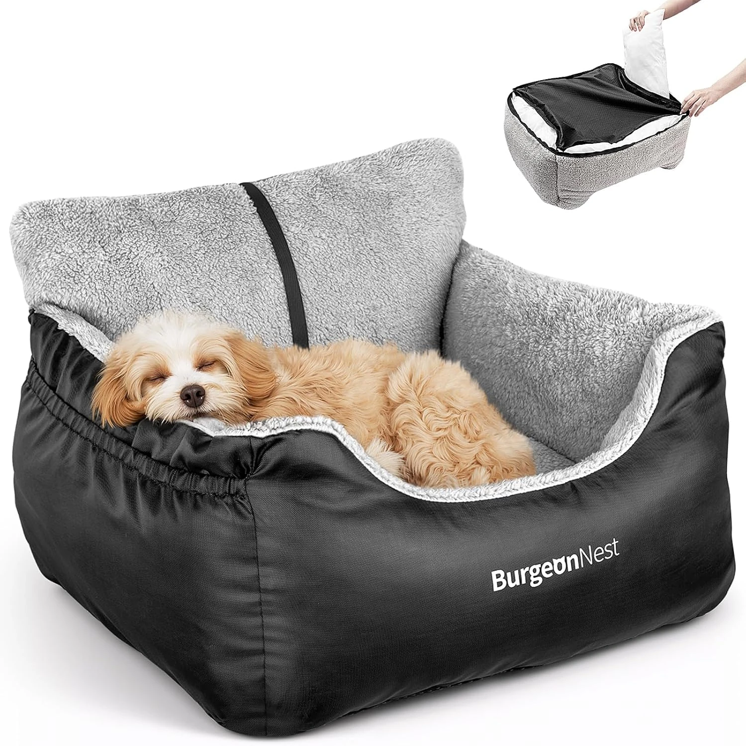 BurgeonNest Dog Car Seat – Detachable, Washable, Black