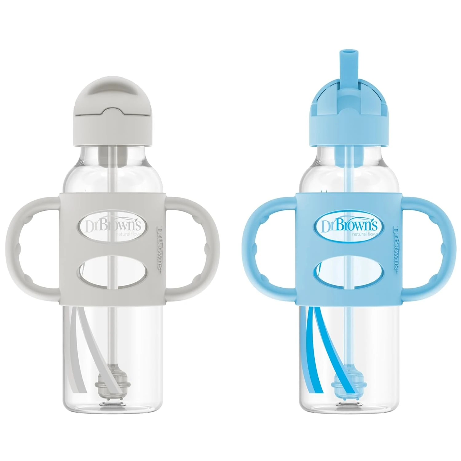 Dr Sippy Straw Bottle – Spill-Proof, Silicone Handles