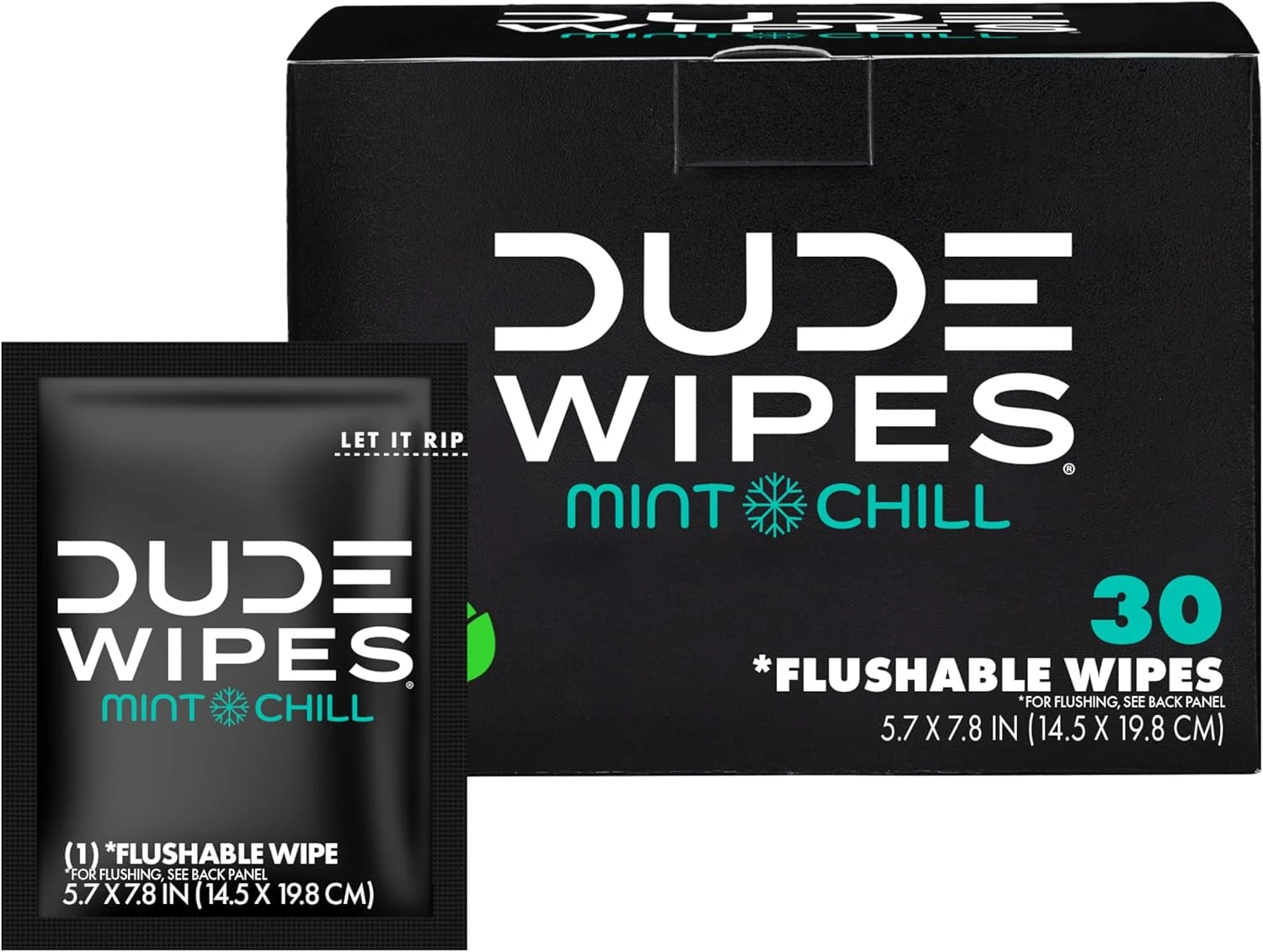 Dude Wipes – Mint Chill, Extra-Large, 30 Count