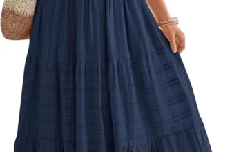 BTFBM Women’s Midi Maxi Dress – V Neck, Pockets