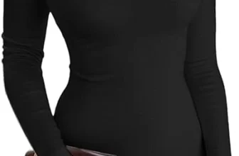 VICHYIE Women’s Ribbed Bodycon Dress – Mock Neck, Long Sleeve