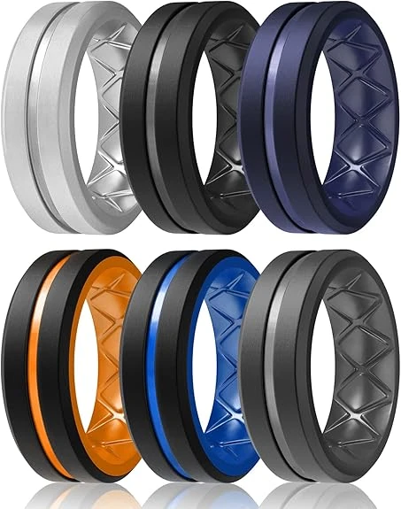 Egnaro Men’s Silicone Ring – 8mm Width, 2mm Thickness, Rubber Bands
