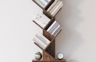 SUNMORY Bookshelf – 6 Tier, Storage Cabinet, Rustic Brown