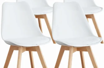 OLIXIS Dining Chairs – Wood Legs, PU Leather Cushion