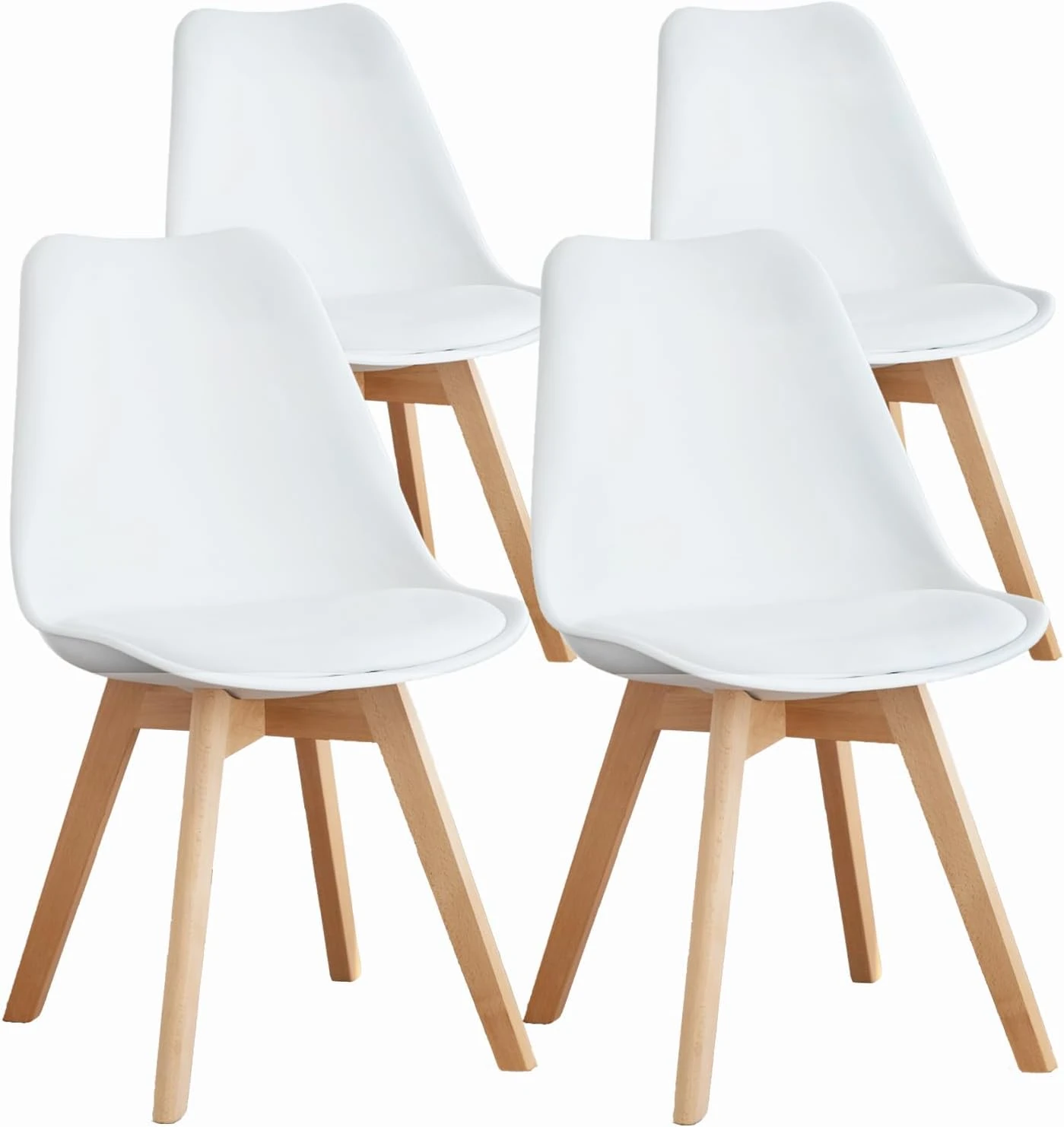 OLIXIS Dining Chairs – Wood Legs, PU Leather Cushion