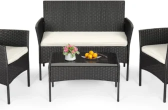 FDW Patio Set – 4-Piece Wicker, Weather-Resistant