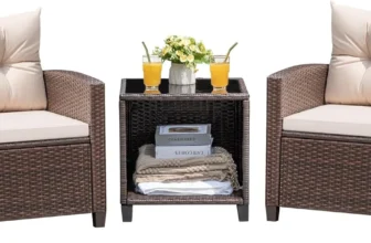 Devoko Patio Set – 3-Piece Rattan Wicker Furniture