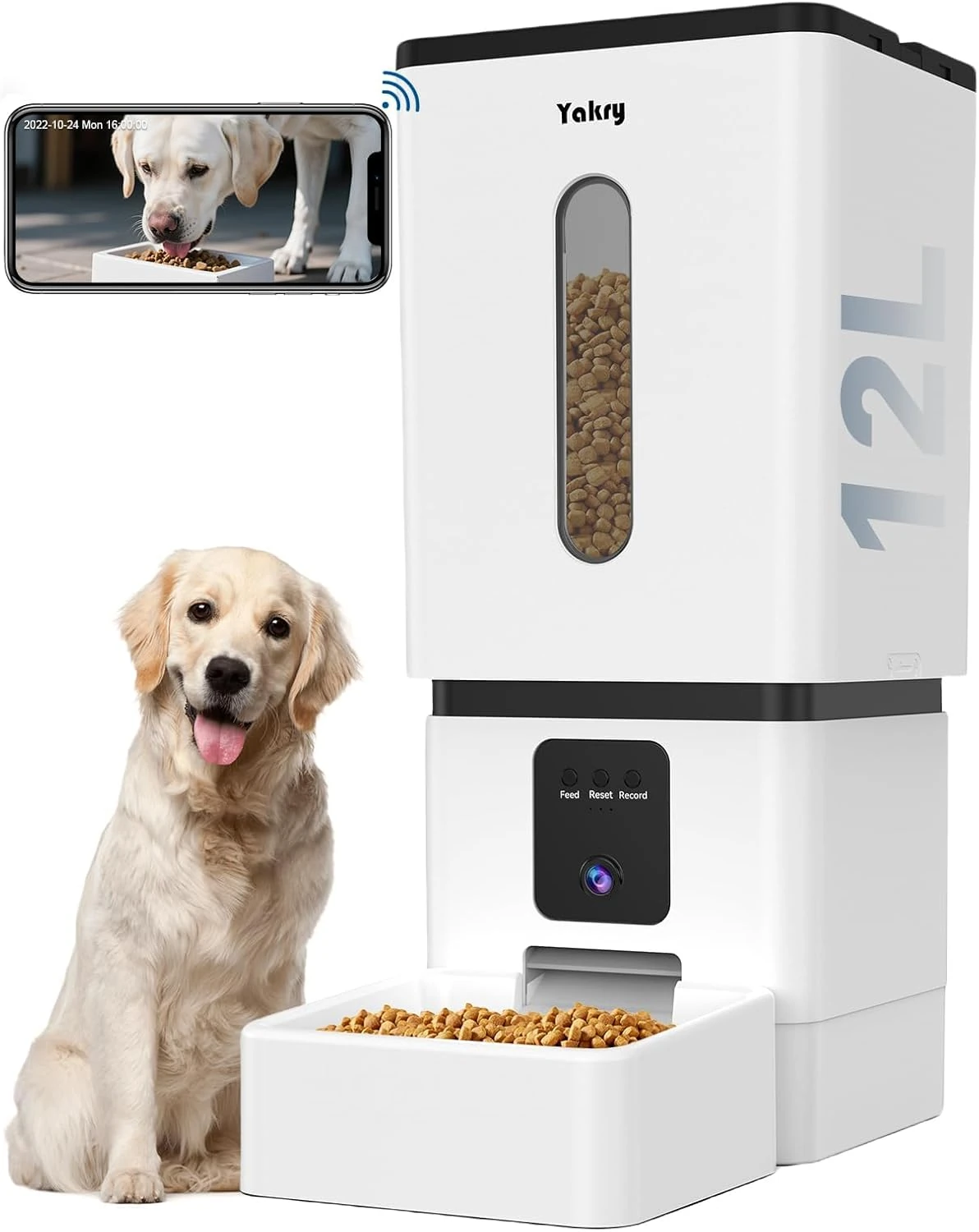 Yakry Dog Feeder – 12L Capacity, HD Camera, 5G WiFi App Control
