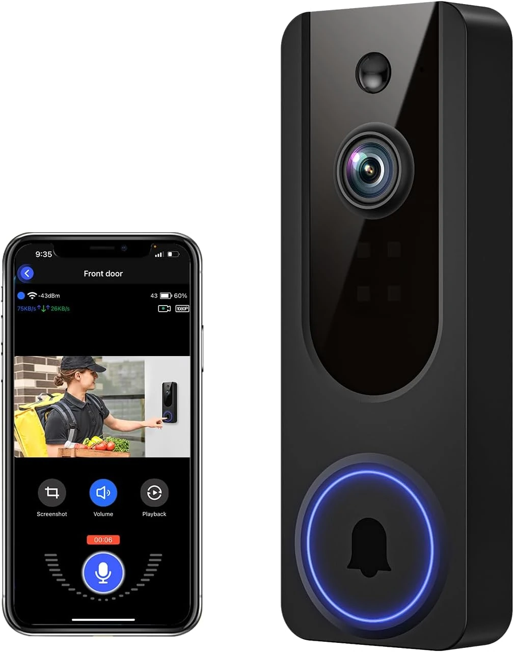 VanaOrbi Video Doorbell – 1080p, AI Detection