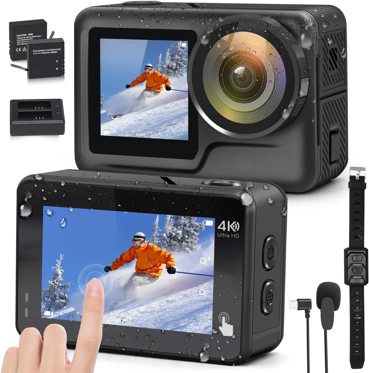 JOH 4K Action Camera – Dual Screens, Waterproof
