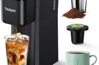 Tastyle Mini Coffee Maker – Hot/Iced, 6-14 Oz Brew, K Cup and Ground