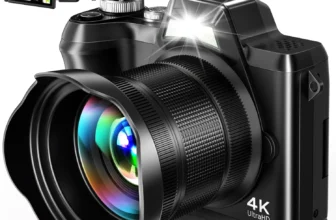 Frenitt 4K Digital Camera – 56MP, 16X Zoom, 3″ 180°Flip Screen