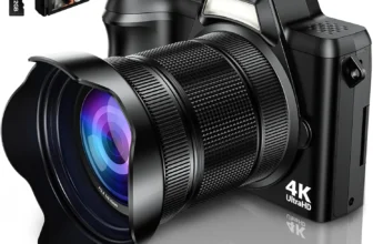 Krlun 4K Digital Camera – 56MP, 16X Zoom, 3″ 180°Flip Screen