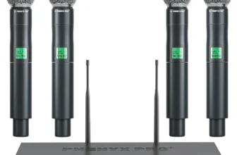 Phenyx Wireless Microphone – 4-Channel, UHF Wireless Mic, 260ft Range