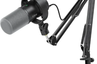 FIFINE K688 Podcast Microphone – USB/XLR, Headphone Jack for Vocal, Voice-Over, Boom Arm