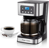 Taylor Coffee Maker – 12-Cup Programmable, Strong Brew Drip Coffee, Glass Carafe