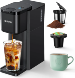 Tastyle Mini Coffee Maker – Hot/Iced, 6-14 Oz Brew, K Cup and Ground
