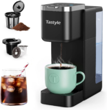 Tastyle Coffee Maker – Iced & Hot, 40oz Reservoir, K Cup & Grounds