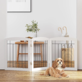 PAWLAND Dog Gate – Foldable Wooden 60″W 24″H