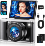 AUREAPIX 8K Camera – 96MP, WiFi, 20X Zoom, 3.5” 180°Flip Screen