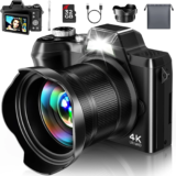 Frenitt 4K Digital Camera – 56MP, 16X Zoom, 3″ 180°Flip Screen