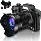 Krlun 4K Digital Camera – 56MP, 16X Zoom, 3″ 180°Flip Screen