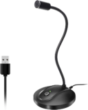 JOUNIVO USB Microphone – 360 Degree Adjustable, Gooseneck, Noise-Canceling, Mute Button