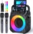 CYY Karaoke Machine – Bluetooth Speaker, 2 Wireless Mics, USB/TF/REC/FM/AUX for Home Party