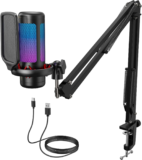TONOR Gaming Microphone – USB, Boom Arm, Vocal Condenser, Mute Control