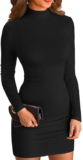 VICHYIE Women’s Ribbed Bodycon Dress – Mock Neck, Long Sleeve