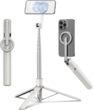 TONEOF 6-inch Magnetic Selfie Stick Tripod – 360° Rotatable, Remote for Iphone & Android, Beige Gray