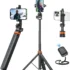 TONEOF 6-inch Magnetic Selfie Stick Tripod – 360° Rotatable, Remote for Iphone & Android, Beige Gray